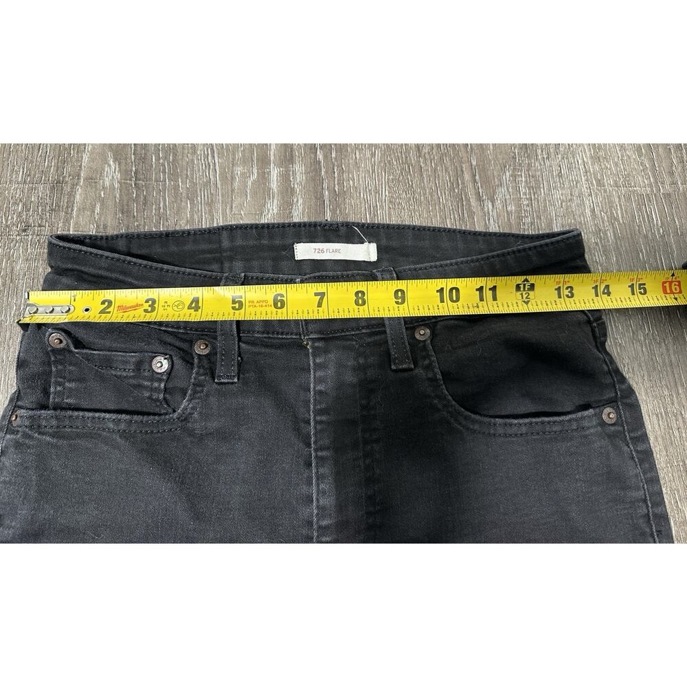 Levi’s 726 Flare Jeans Women’s 30 Black High Rise Dark Wash Stretch Boho - Picture 5 of 10